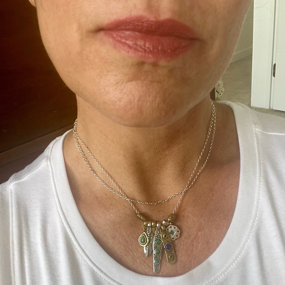 Silpada Long Sterling Silver & Brass Western Boho Style Necklace